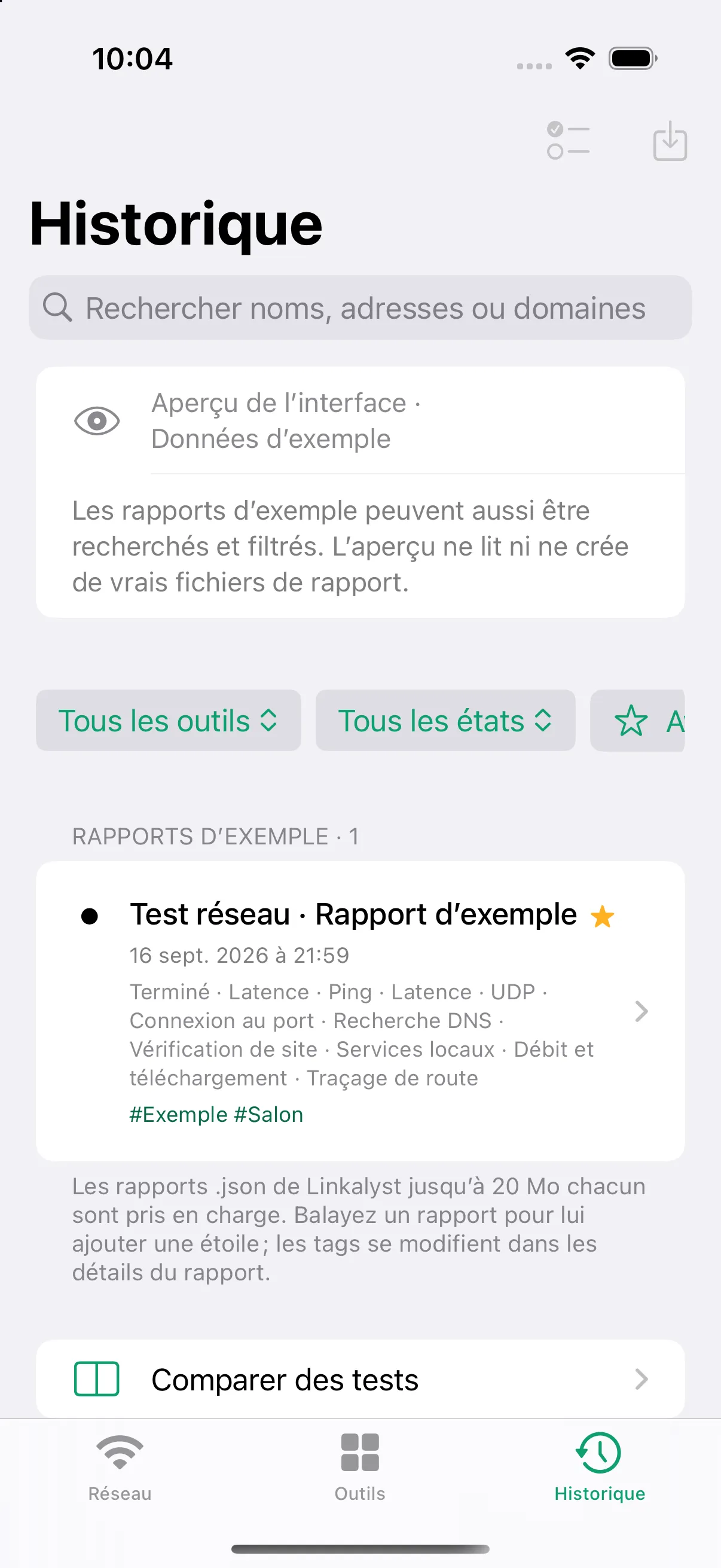 L’onglet « Historique »