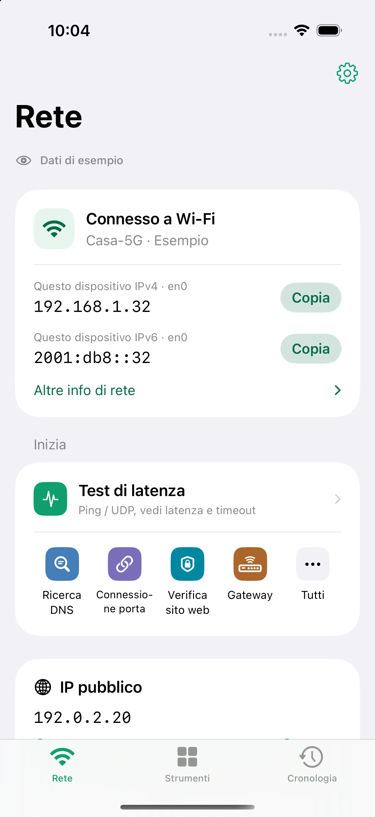 La scheda «Rete»