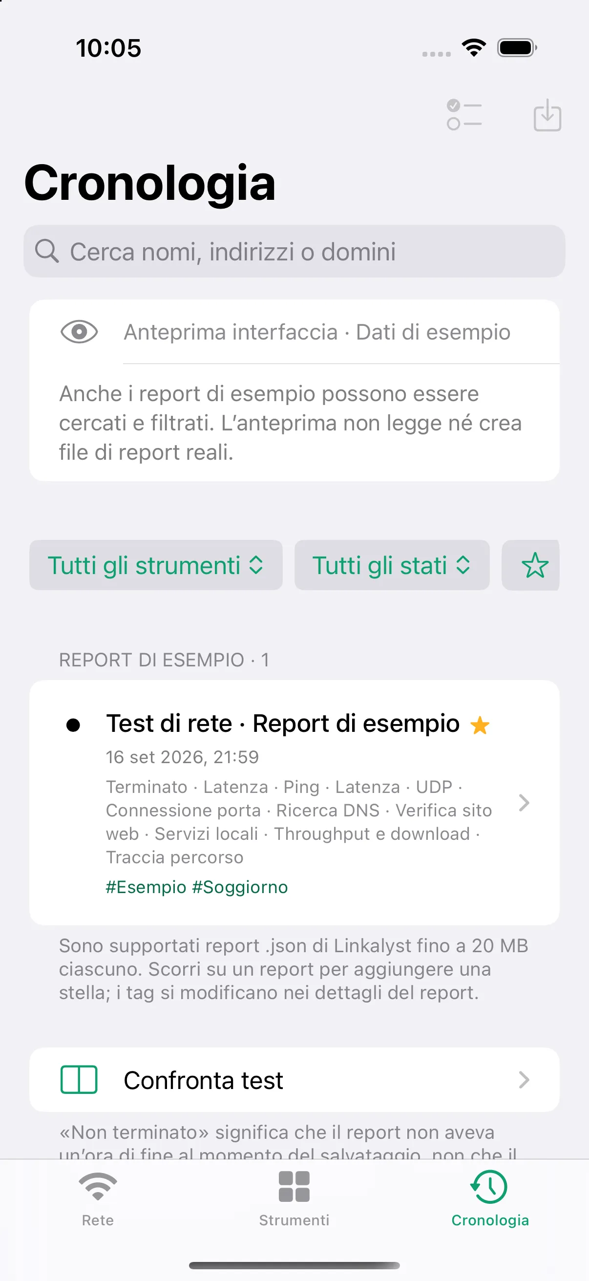 La scheda «Cronologia»